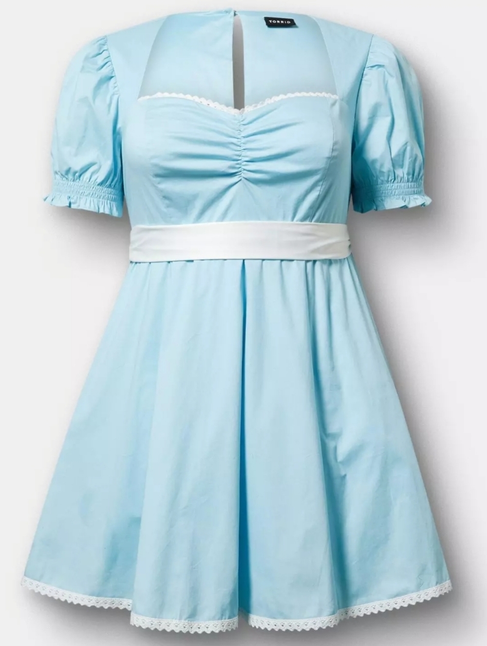 Torrid Crystal Blue Halloween Poplin Doll Dress NWT - Picture 2 of 5